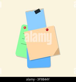 Colorful Vector Sticky Notes and Abstract Floral Seamless Background Vector Illustration Pack Stock Vector