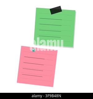 Colorful Vector Sticky Notes and Abstract Floral Seamless Background Vector Illustration Pack Stock Vector