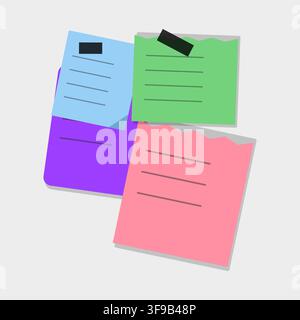 Colorful Vector Sticky Notes and Abstract Floral Seamless Background Vector Illustration Pack Stock Vector