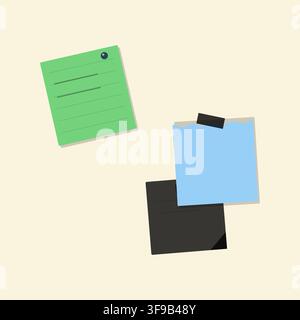 Colorful Vector Sticky Notes and Abstract Floral Seamless Background Vector Illustration Pack Stock Vector