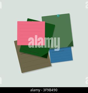 Colorful Vector Sticky Notes and Abstract Floral Seamless Background Vector Illustration Pack Stock Vector