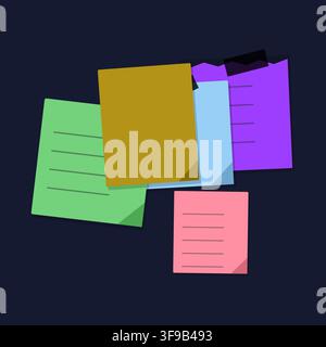 Colorful Vector Sticky Notes and Abstract Floral Seamless Background Vector Illustration Pack Stock Vector