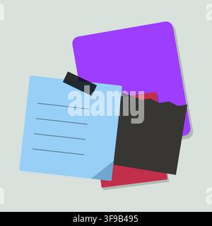 Colorful Vector Sticky Notes and Abstract Floral Seamless Background Vector Illustration Pack Stock Vector