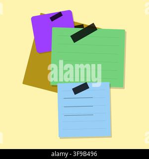 Colorful Vector Sticky Notes and Abstract Floral Seamless Background Vector Illustration Pack Stock Vector