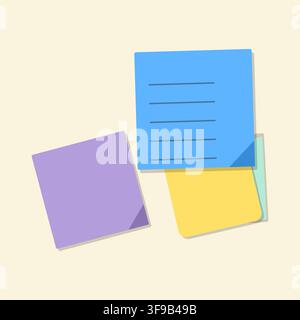 Colorful Vector Sticky Notes and Abstract Floral Seamless Background Vector Illustration Pack Stock Vector