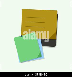Colorful Vector Sticky Notes and Abstract Floral Seamless Background Vector Illustration Pack Stock Vector