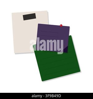 Colorful Vector Sticky Notes and Abstract Floral Seamless Background Vector Illustration Pack Stock Vector