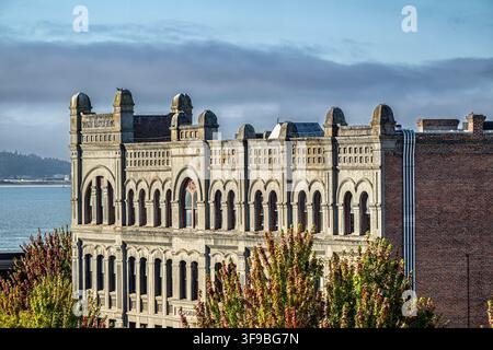 The top floors of the MountBaker Black building in Port Townsend, WA. It is a office building built in 1890 Stock Photo