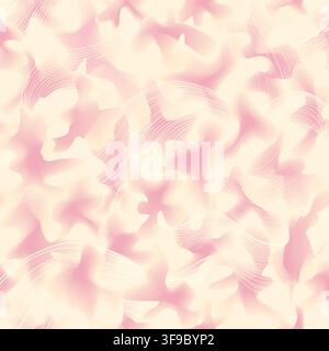 Stylish abstract loopy wavy shapes seamless pattern. Pink and white gentle blurred texture with blur chaotic shapes for fabric design, wallpapers, tex Stock Vector