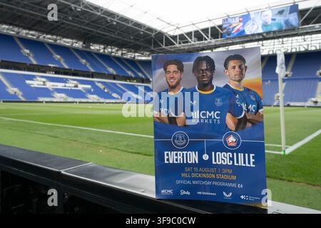 Liverpool, UK. 15th Aug, 2026. A general view of the match programme at the Hill Dickinson Stadium before the Everton v LOSC Pre-Season Friendly match at the Hill Dickinson Stadium, Liverpool, England on 15 August 2026 Credit: Steve Flynn/Every Second Media Credit: Every Second Media/Alamy Live News Stock Photo