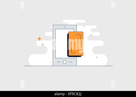 Mobile phone with book icon for reading education and digital library apps Stock Vector