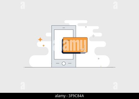 Mobile phone with overlapping windows icon for multitasking and app management Stock Vector