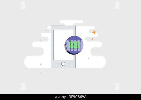 Mobile phone with clock icon for time management and scheduling apps Stock Vector