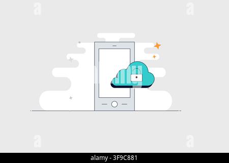 Mobile phone with user shield icon for account security and profile protection Stock Vector