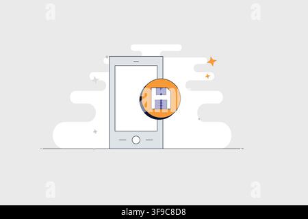 Mobile phone with overlapping windows icon for multitasking and app management Stock Vector