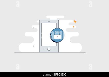 Mobile phone with shield lock icon for cybersecurity and protected access Stock Vector