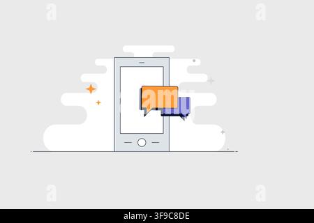Mobile phone with chat bubbles icon for messaging and customer communication Stock Vector