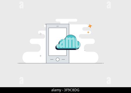 Mobile phone with cloud icon for cloud storage backup and online services Stock Vector