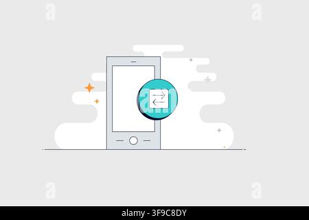 Mobile phone with horizontal arrows icon for transfer exchange and switching Stock Vector