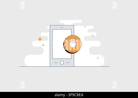 Mobile phone with microchip icon for technology processors and smart devices Stock Vector