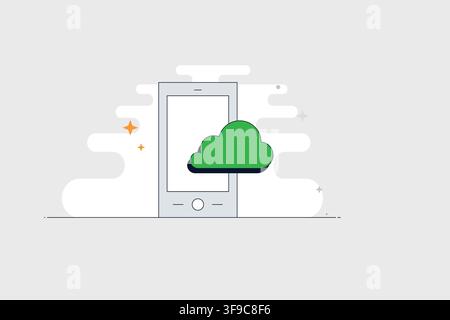 Mobile phone with cloud icon for cloud storage backup and online services Stock Vector