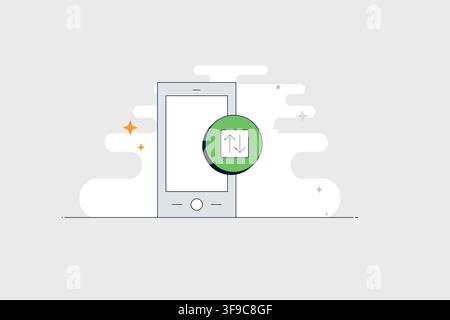 Mobile phone with vertical arrows icon for switching sorting and data transfer Stock Vector