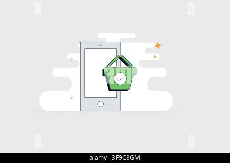 Mobile phone with vertical arrows icon for switching sorting and data transfer Stock Vector