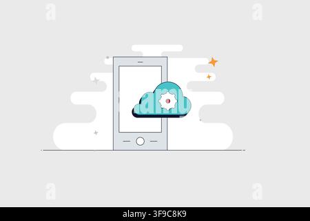 Mobile phone with download icon for saving files media and offline content Stock Vector