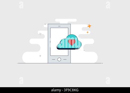 Mobile phone with upload icon for sending files media and cloud data Stock Vector