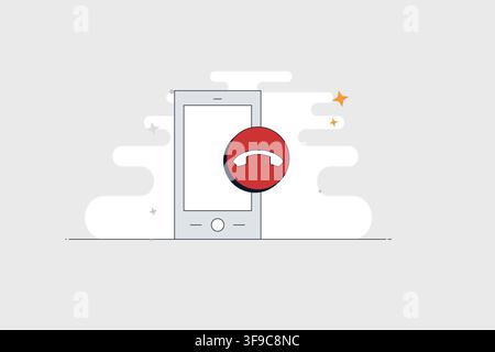 Mobile phone with hang up icon for ended calls and call controls Stock Vector