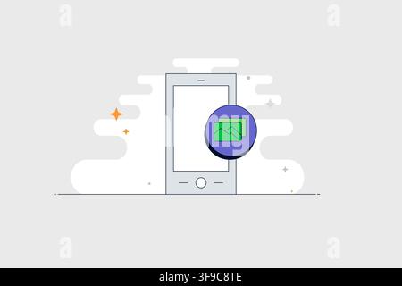 Mobile phone with image icon for photos galleries and media content Stock Vector