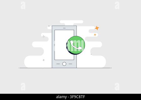 Mobile phone with call icon for contact communication and telephone apps Stock Vector