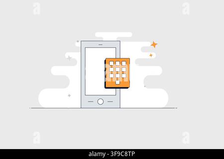 Mobile phone with keypad icon for dialing passwords and numeric input Stock Vector