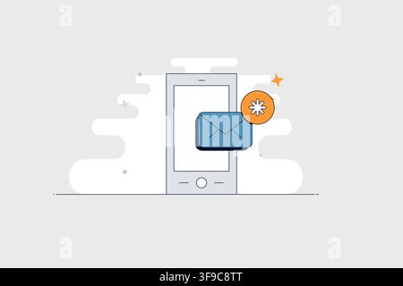 Mobile phone with folder star icon for favorite files and featured folders Stock Vector