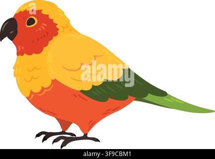 Simple and adorable flat colored Parakeet illustration Stock Vector