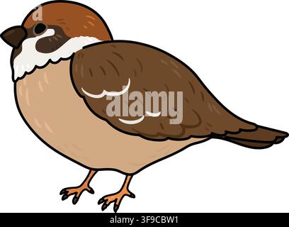 Simple and adorable outlined Sparrow illustration Stock Vector