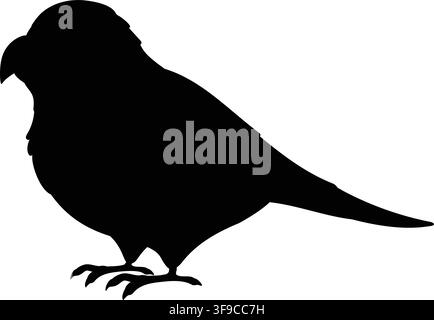 Simple and adorable flat colored Parakeet illustration in silhouette Stock Vector