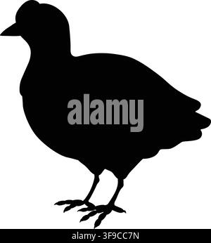 Simple and adorable Fulica atra in silhouette Stock Vector
