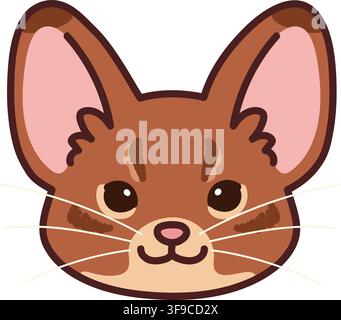 Simple and adorable illustration of Abyssinian cat front head outlined Stock Vector