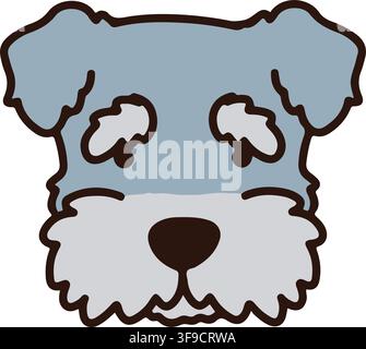 Miniature Schnauzer simple and cute illustration outlined Stock Vector