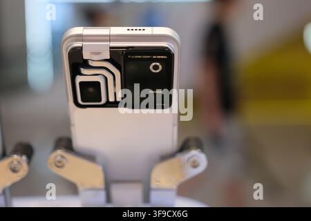 Shanghai, China-August 15th 2026: Honor Robot Phone, gimbal camera attached to its back Stock Photo