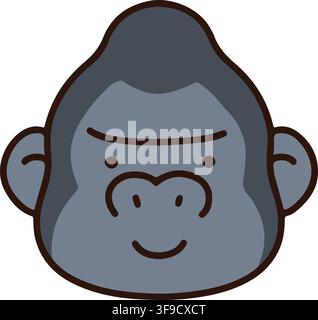 Outlined simple and cute gorilla head Stock Vector
