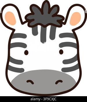 Simple and adorable fluffy zebra head outlined Stock Vector