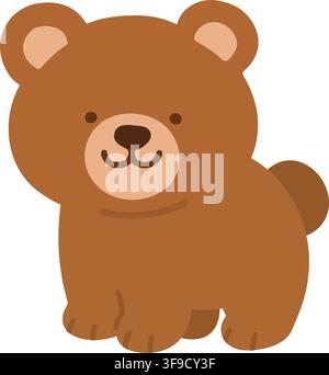 Simple and flat cute brown Bear illustration Stock Vector