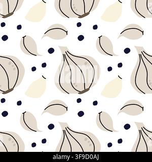 Garlic and Black Pepper Seamless Pattern Stock Vector