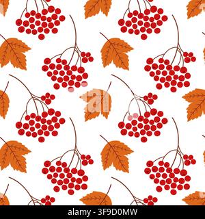 Autumn Rowan Berry Seamless Pattern Stock Vector