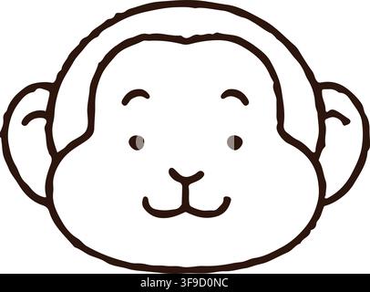 Simple and cute monkey line art Stock Vector