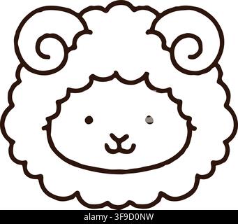 Simple and cute sheep line art Stock Vector