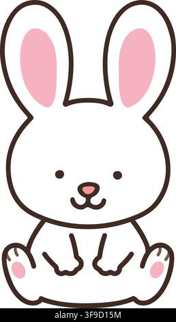 Outlined simple and cute bunny sitting Stock Vector