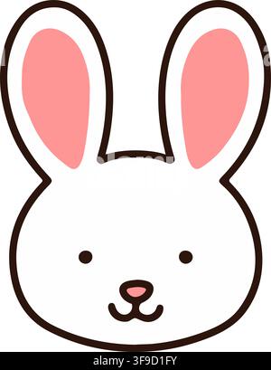 Outlined simple and cute bunny Stock Vector